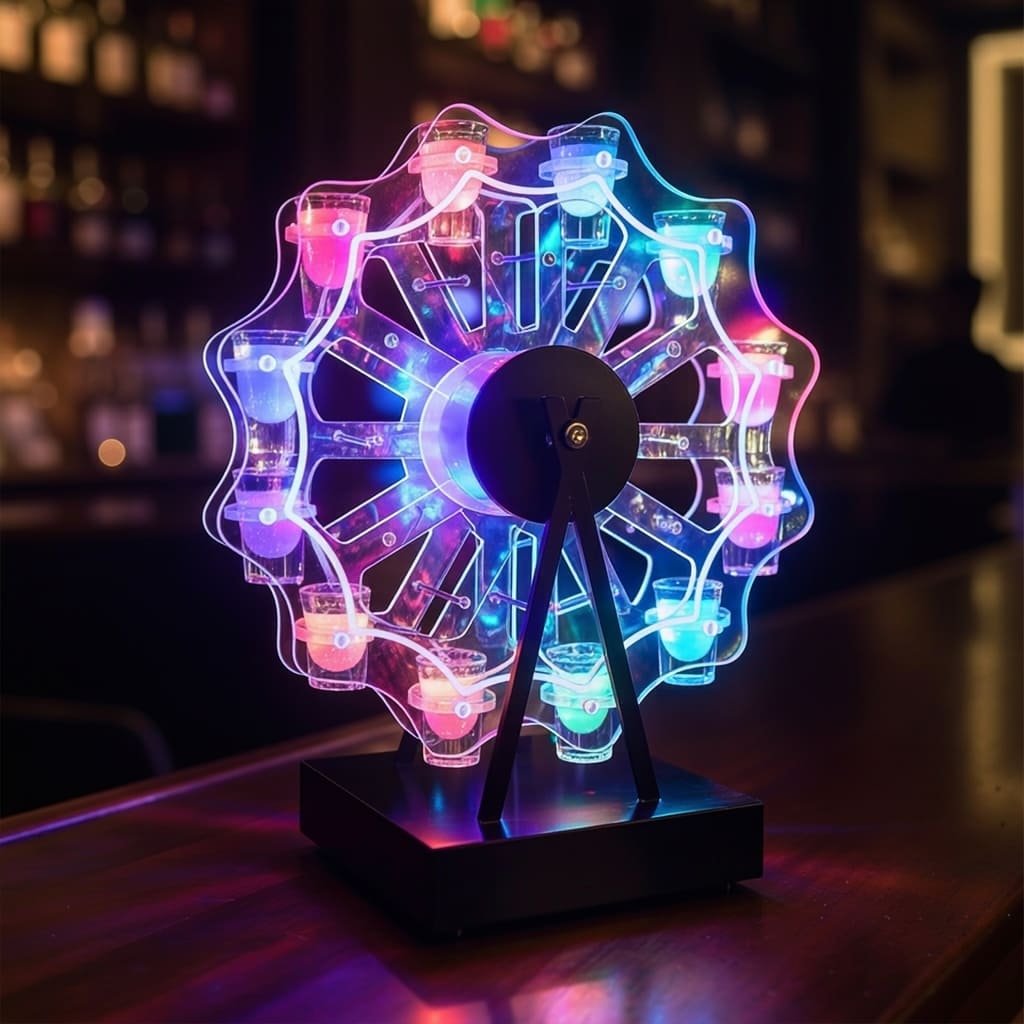 RGB Ferris wheel shot glass rack