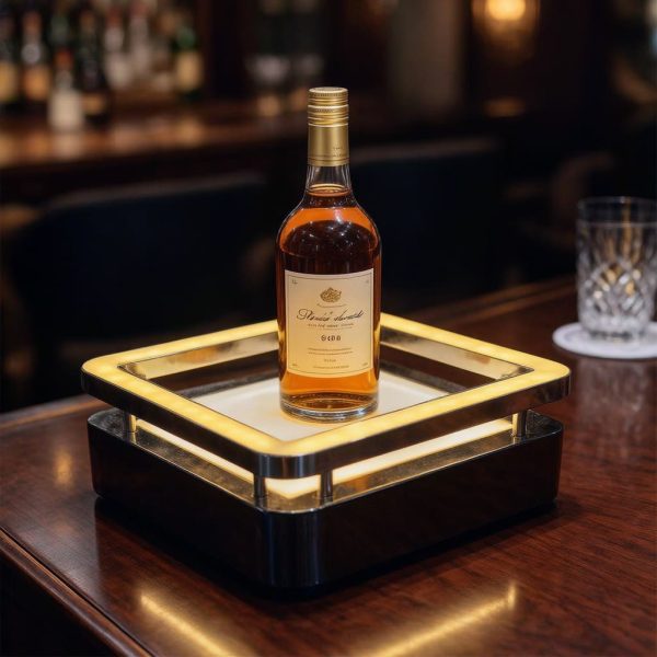 Square Gold LED Wine Stand - product detail view 2